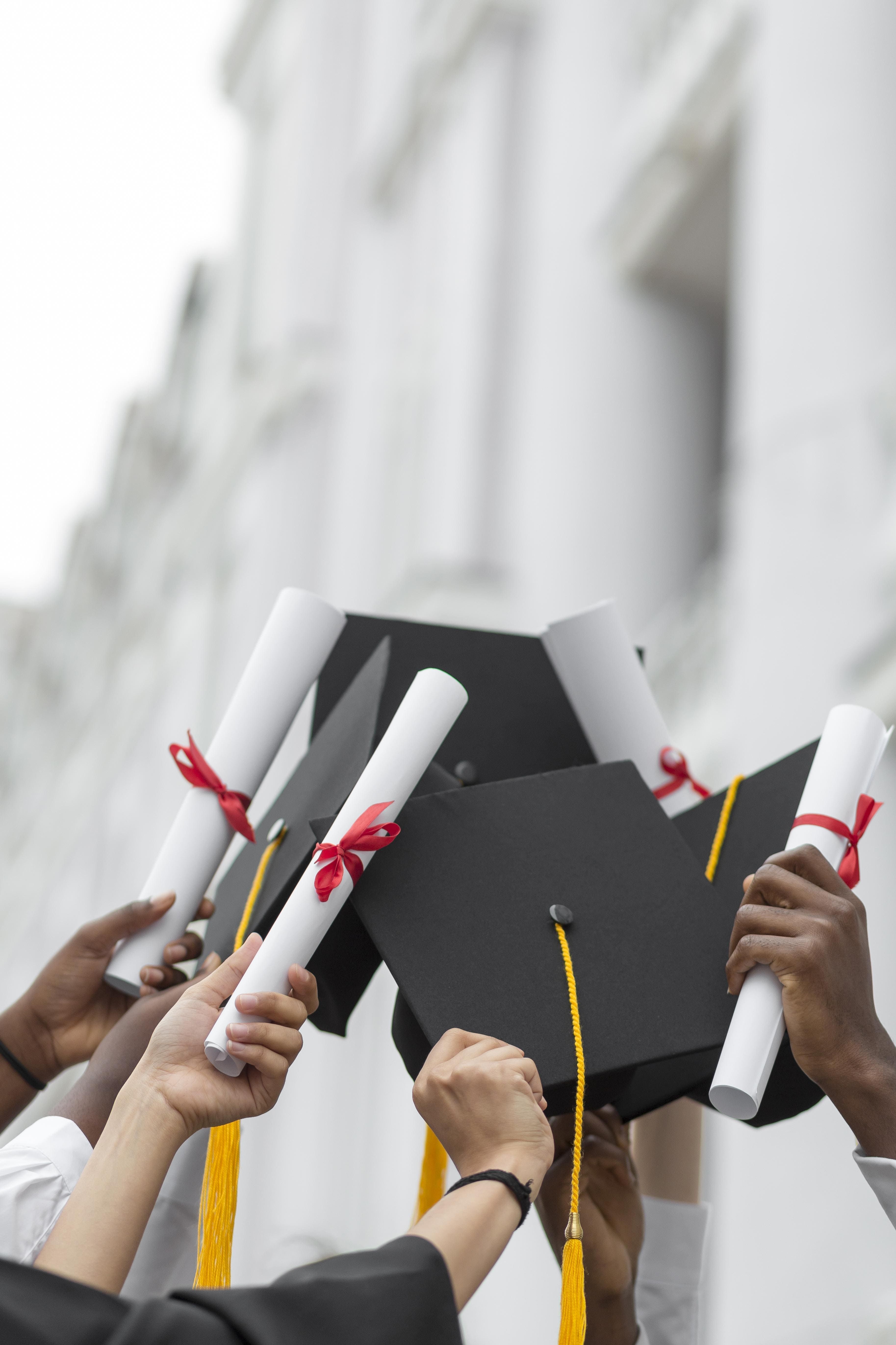 Student celebrating graduation abroad